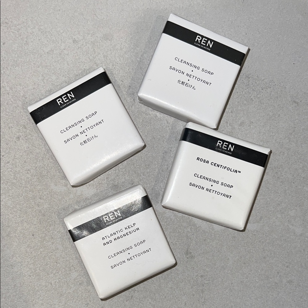 4 REN Cleansing Soap Rosa Centifolia Atlantic Kelp Magnesium 40g 1.4oz Lot Bundl